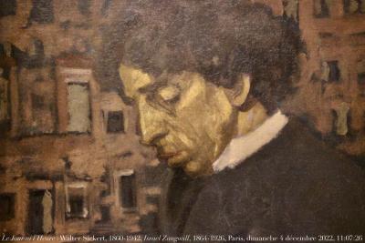 photographie “Le Jour ni l’Heure 0814 : Walter Sickert, 1860-1942, Israel Zangwill, 1864-1926, 1896-1898, Édimbourg, Galerie Nationale d’Écosse, et Paris, exposition Sickert, Petit Palais, dimanche 4 décembre 2022, 11:07:27” par Renaud Camus — www.renaud-camus.net — Sickert, Walter Sickert, Zangwill, Israel Zangwill, Israël Zangwill, portrait, The Melting-Pot, Melting-Pot, Edimburgh, National Galleries of Scotland, Paris, exposition Sickert, Petit Palais