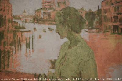 photographie “Le Jour ni l’Heure 0960 : Walter Sickert, 1860-1942, Variation on Peggy (Ashcroft, 1907-1991), 1934, Londres, Tate Gallery, Paris, exp. Sickert, Petit Palais, dimanche 4 décembre 2022, 12:11:13” par Renaud Camus — www.renaud-camus.net — Sickert, Walter Sickert, Variation on Peggy, Peggy Ashcroft, Dame Peggy Ashcroft, Venice, Venise, Grand Canal, Radio Times, London, Londres, Tate Gallery, Paris, Petit Palais, exposition Sickert