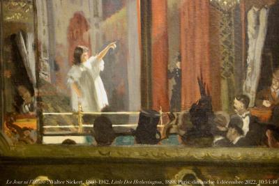 photographie “Le Jour ni l’Heure 0792 : Walter Sickert, 1860-1942, Little Dot  Hetherington at the Beford Music Hall, c. 1888-1889, coll. part., et exp. Sickert, Paris, Petit Palais, dimanche 4 décembre 2022, 10:54:40” par Renaud Camus — www.renaud-camus.net — Sickert, Walter Sickert, Dot Hetherington, Little Dot Hetherington at the Beford Music Hall, Bedford, Bedford Music Hall, Petit Palais, exposition Sickert, Paris