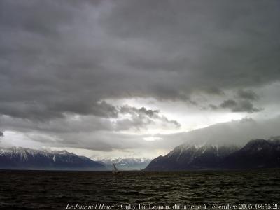 photographie “Le Jour ni l\'Heure : Cully, lac Léman, dimanche 4 décembre 2005, 08:55:29” par Renaud Camus — www.renaud-camus.net — Suisse, Cully, lac, Léman, Lausanne, Jour, Heure, lake, Switzerland