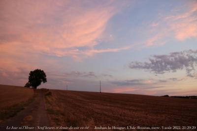 photographie “Le Jour ni l’Heure 7458 : Neuf heures et demie du soir en été — Jouhan-la-Hougue, L’Isle-Bouzon, Gers, Gascogne, mercredi 3 août 2022, 21:29:29” par Renaud Camus — www.renaud-camus.net