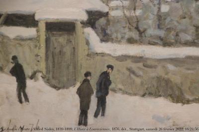 photographie “Le Jour ni l’Heure 1371 : Alfred Sisley, 1839-1899, L’Hiver à Louveciennes, 1876, dét., musée des Beaux-Arts de Stuttgart, Bade-Wurtemberg, Allemagne, samedi 26 février 2024, 16:24:56” par Renaud Camus — www.renaud-camus.net — Sisley, Alfred Sisley, L’Hiver à Louveciennes, hiver, L’Hiver, Louveciennes, neige, 1876, Stuttgart, musée des Beaux-Arts, Baden-Würtenberg, Bade-Wurtemberg, Allemagne, Deutschland, Germany, impressionnisme, impressionnism