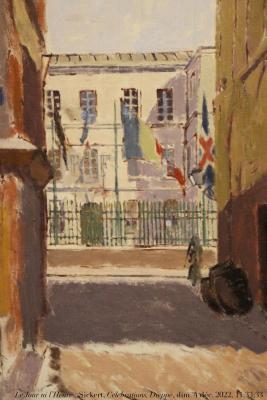 photographie “Le Jour ni l’Heure 0866 : Walter Sickert, 1860-1942, Celebrations, Dieppe, 1914, col. part., et Paris, exposition Sickert, dimanche 4 décembre 2022, 11:33:33” par Renaud Camus — www.renaud-camus.net — Sickert, Walter Sickert, Celebrations, Dieppe, Fête nationale, 1914, Normandie, Jour de fête, Piano nobile, Paris, Petit Palais, exposition Sickert, Entente cordiale