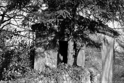 photographie “Le Jour ni l’Heure 1245 : autoportrait au cabinet de lecture, Plieux, en Lomagne, Gers, Gascogne, dimanche 23 février 2025, 17:10:15” par Renaud Camus — www.renaud-camus.net — portrait, autoportrait, selfportrait, autoportrait au cabinet de lecture, cabinet de lecture, édicule, Plieux, Lomagne, Gers, Gascogne