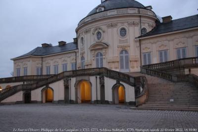 photographie “Le Jour ni l\'Heure : Philippe de La Guépière, c. 1715-1773, Schloss Solitude, 1770, Stuttgart, mardi 22 février 2022, 18:10:00” par Renaud Camus — www.renaud-camus.net — Le Jour ni l'Heure, Philippe de La Guépière, c. 1715-1773, Schloss Solitude, 1770, Stuttgart, mardi 22 février 2022, 18:10:00, baroque