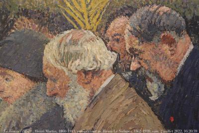 photographie “Le Jour ni l’Heure 6504 : Henri Martin, 1860-1943, autoportrait avec Henri Le Sidaner, 1862-1939, monument aux Morts de Cahors, dét., 1932, musée Henri-Martin, Cahors, Lot, samedi 2 juillet 2022, 16:20:39” par Renaud Camus — www.renaud-camus.net — Martin, Henri Martin, Le Sidaner, Henri Le Sidaner, Cahors, monument aux Morts de Cahors, Lot, Quercy, musée Henri-Martin