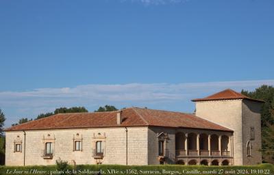 photographie “Le Jour ni l’Heure 2562 : palais de la Saldanuela, XIVe s., très agrandi en 1562 pour Isabel Osorio, maîtresse de Philippe II, Sarracin, province de Burgos, Vieille-Castille, Burgos, Castille, mardi 27 août 2024, 19:10:22” par Renaud Camus — www.renaud-camus.net — Saldanuela, palacio de la Saldanuela, Sarracin, Isabel Osorio, Philippe II, Felipe II, Burgos, province de Burgos, Castille, Castilla, Castilla y Leon, Vieille-Castille, Espagne, Espanha, Spain