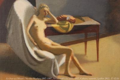 photographie “Le Jour ni l’Heure 6698 : Nicolas Wacker, 1897-1987, Nu accoudé à la table, 1937, Cahors, musée Henri-Martin, samedi 2 juillet 2022, 17:42:44” par Renaud Camus — www.renaud-camus.net — Wacker, Nicolas Wacker, Nu accoudé à la table, Ukraine, Cahors, musée de Cahors, musée Henri Martin