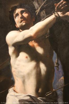 photographie “Le Jour ni l’Heure 0338 : Mattia Preti, 1613-1699, Saint-Sébastien, c. 1650-1652, Toulouse, fondation Bemberg, samedi 18 janvier 2025, 17:50:52” par Renaud Camus — www.renaud-camus.net — Preti, Mattia Preti, saint Sébastien, Sébastien, Baroque, Naples, XVIIe siècle, peinture baroque, école napolitaine, Toulouse, fondation Bemberg, flèche, supplice