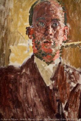 photographie “Le Jour ni l‘Heure 0802 : Walter Sickert, 1860-1942, Harold Gilman, peintre, 1876-1919, Londres, Tate Gallery, c. 1912, Paris, Petit Palais, exp. Sickert, dimanche 4 décembre 2022, 11:01:16” par Renaud Camus — www.renaud-camus.net — Sickert, Walter Sickert, Gilman, Harold Gilman, 1912, portrait, peintre, painter, London, Londres, Tate Gallery, Paris, Petit Palais, exposition Sickert