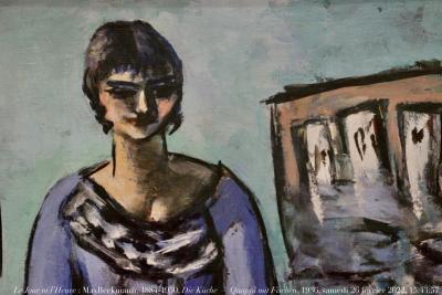 photographie “Le Jour ni l’Heure : Max Beckmann, 1887-1950, Die Küche — Quappi mit Fischen, 1936, dét., musée de Stuttgart, Wurtemberg, samedi 26 février 2023, 15:43:57” par Renaud Camus — www.renaud-camus.net — Beckmann, Max Beckmann, Die Küche, Quappi, Quappi mit Fischen, Stuttgart, Wuremberg