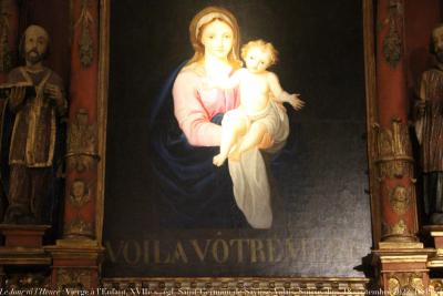 photographie “Le Jour ni l’Heure 8858 : Vierge à l’Enfant, XVIIe s., église de Saint-Germain de Savièse, Valais, Suisse, dimanche 18 septembre 2022, 18:19:54” par Renaud Camus — www.renaud-camus.net — Savièse, Saint-Germain, église de Savièse, Saint-Germain de Savièse, Vierge à l, Vierge, baroque, Valais, Sion