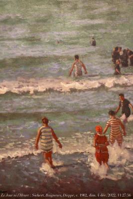 photographie “Le Jour ni l’Heure 0856 : Walter Sickert, 1860-1942, Baigneurs, Dieppe, c. 1902, Liverpool, Walker Art Gallery, Paris, exposition Sickert, Petit Palais, dimanche 4 décembre 2022, 11:27:26” par Renaud Camus — www.renaud-camus.net — Sickert, Walter Sickert, Dieppe, Bathers, Baigneurs, mer, Normandie, côte normande, Liverpool, Walker Art Gallery, Paris, Petit Palais, exposition Sickert